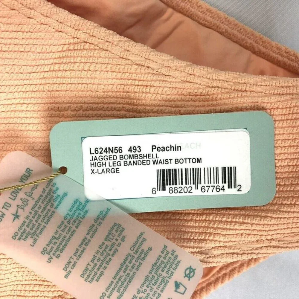 Luli Fama Women’s High Leg High Waist Bikini Bottom, Peached Colored, Size XL